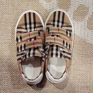 Burberry Kids' Tan Plaid Sneakers